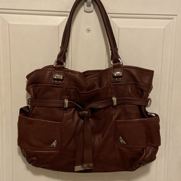 B MAKOWSKY Brown Genuine Leather Hand Bag Shoulder Satchel Bag Purse - Picture 2 of 13